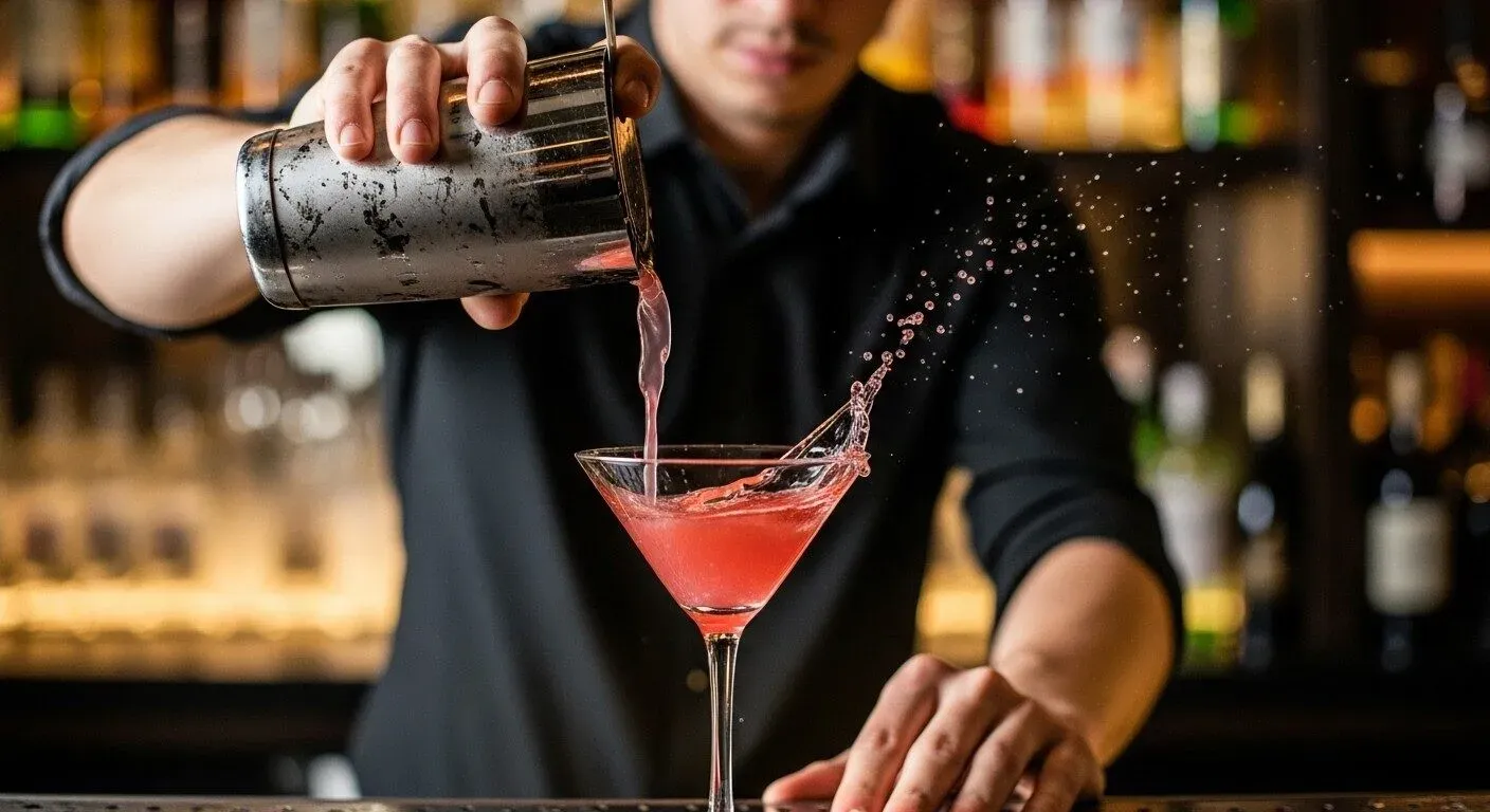 action shot of drink pour