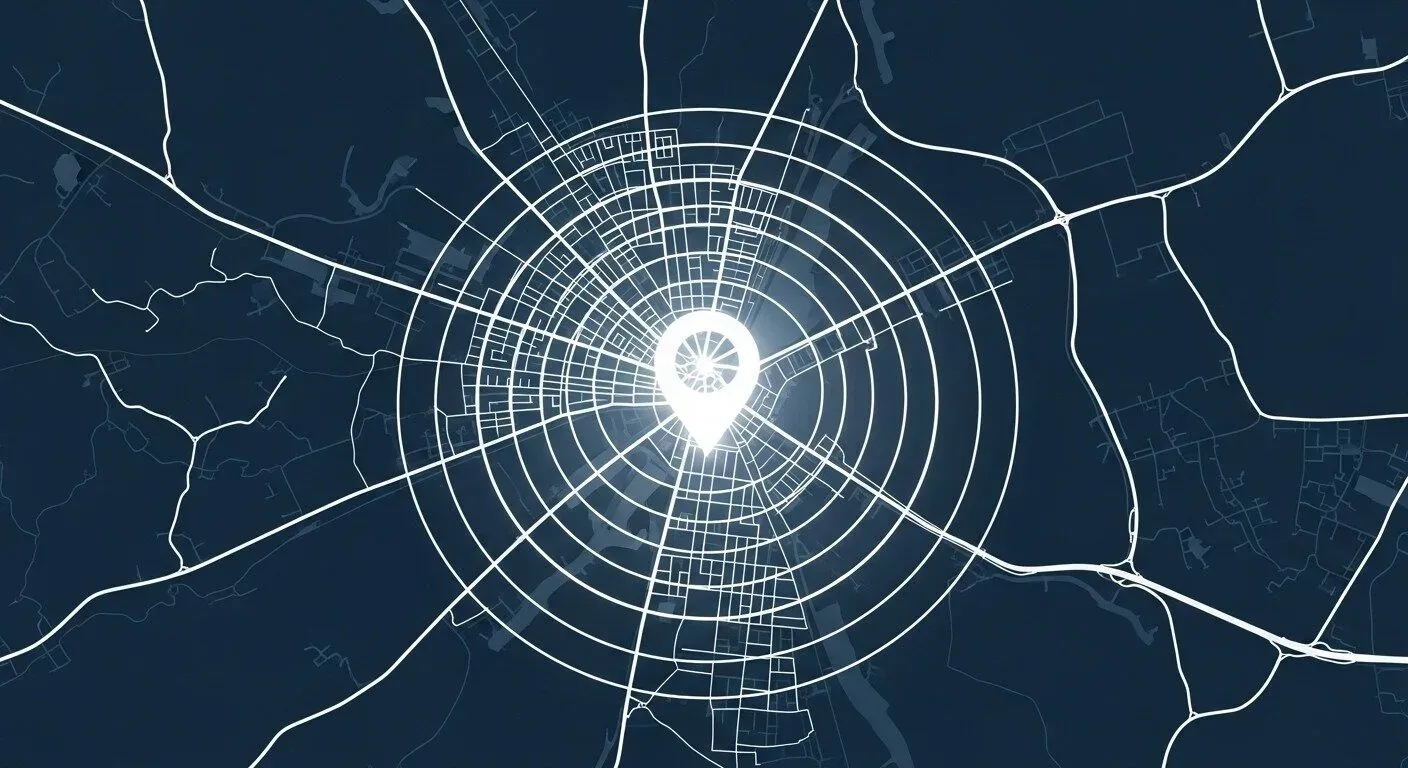map showing google ads location targeting options for liverpool businesses