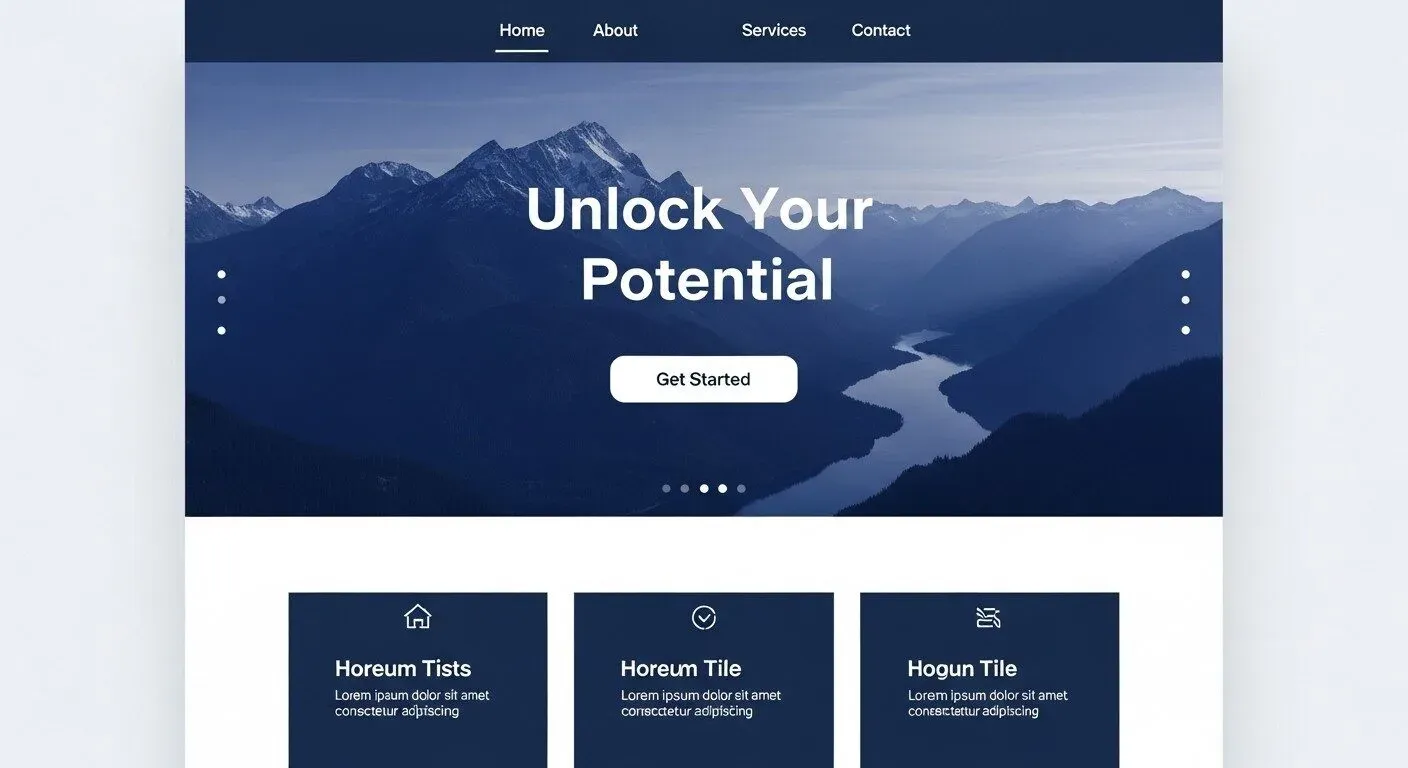 â a stylised graphic of a website homepage layout, showing a hero image, headline, and call-to-action button, representing a high-converting design.