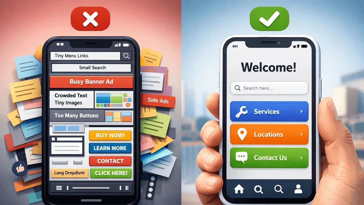 close-up of hand holding smartphone interacting with modern web app