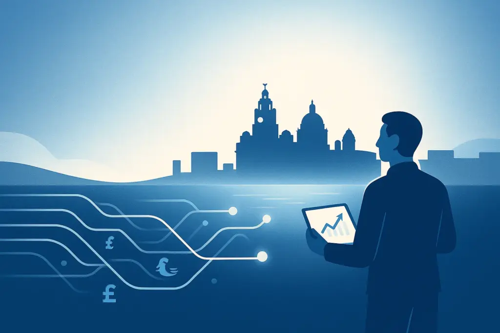 Dark Blue Liverpool Sky Line Web Illustration