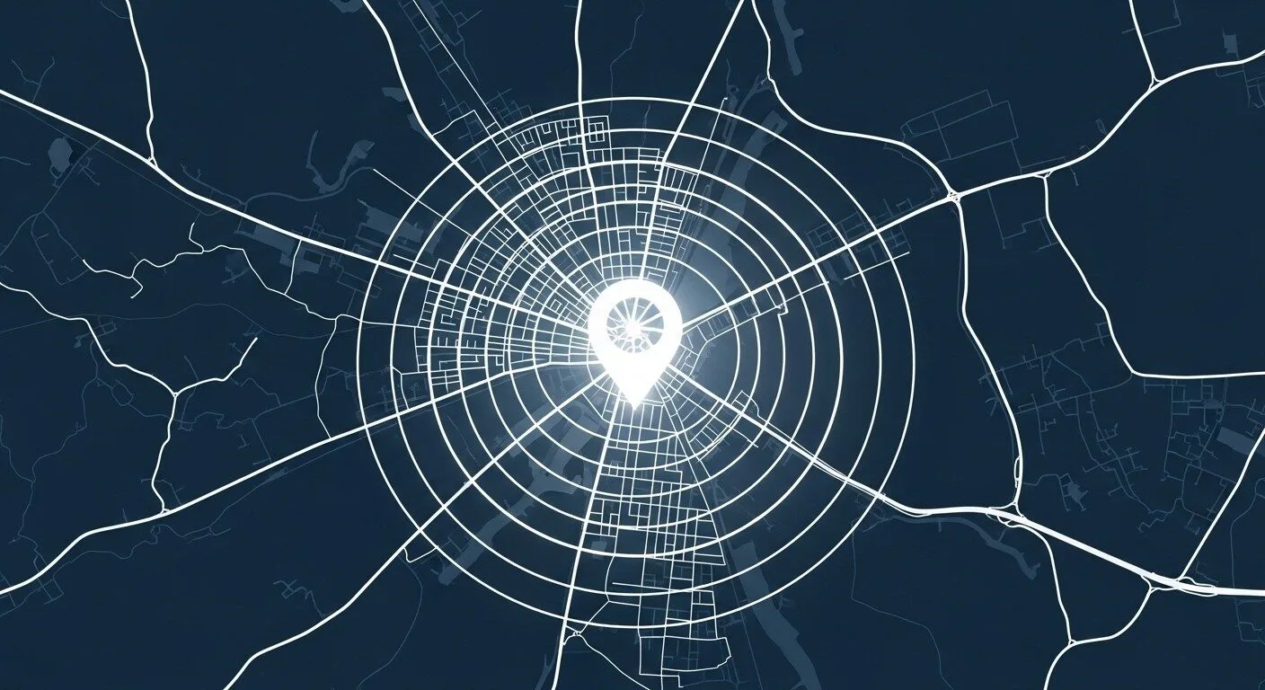 Map showing Google Ads location targeting options for Liverpool businesses