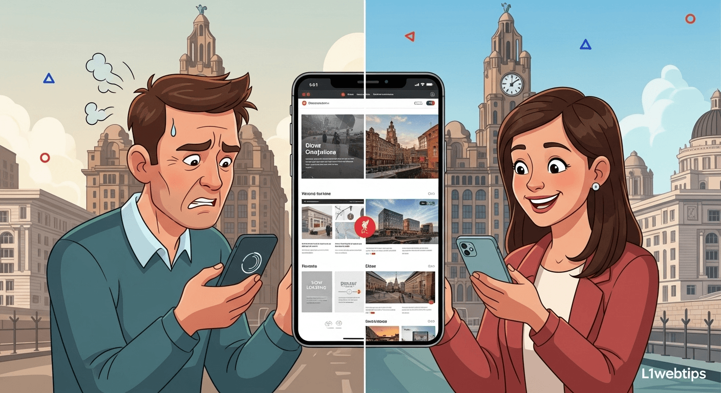 Web performance metrics and mobile optimization analytics dashboard